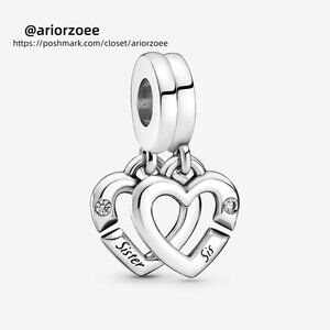 Pandora Linked Sister Hearts Split Dangle Charm